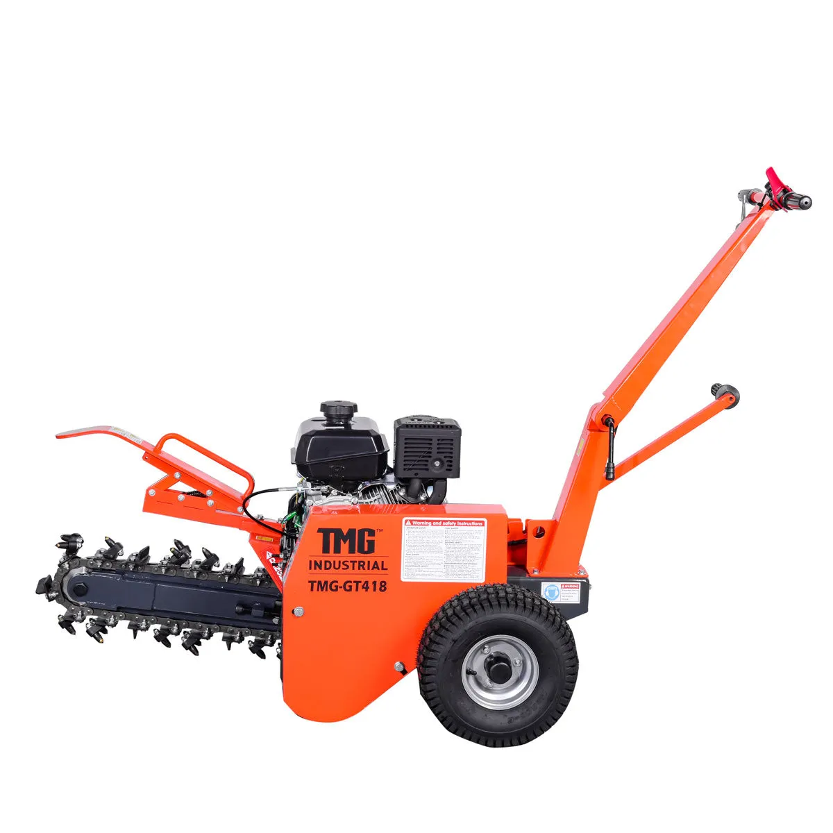 TMG Industrial 18” Kohler Powered Trenching Machine Trencher, 4” Trench Width, 18” Trench Depth, 7 HP Gasoline Engine, Auto-Feed Auger, TMG-GT418