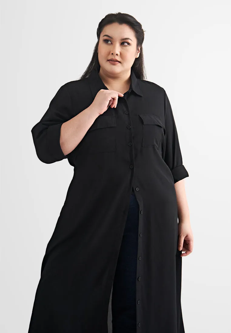 Treena Long Trench Style Button Dress Shirt