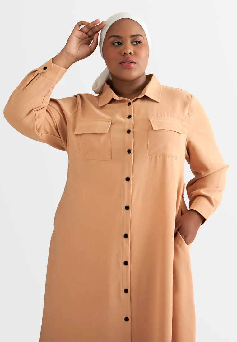 Treena Long Trench Style Button Dress Shirt