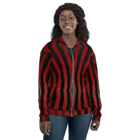 Unisex Bomber Jacket - Red Zebra - Women