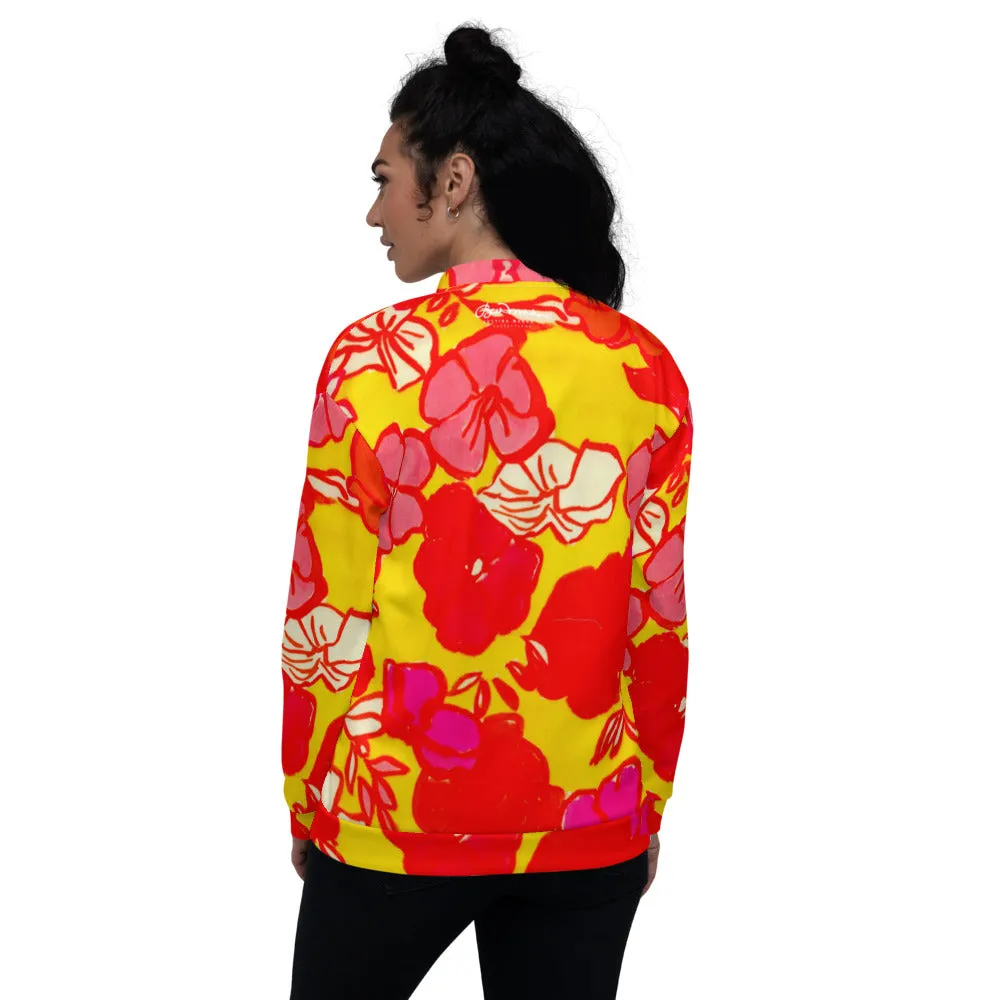 Unisex Bomber Jacket - Sixties Floral - Women