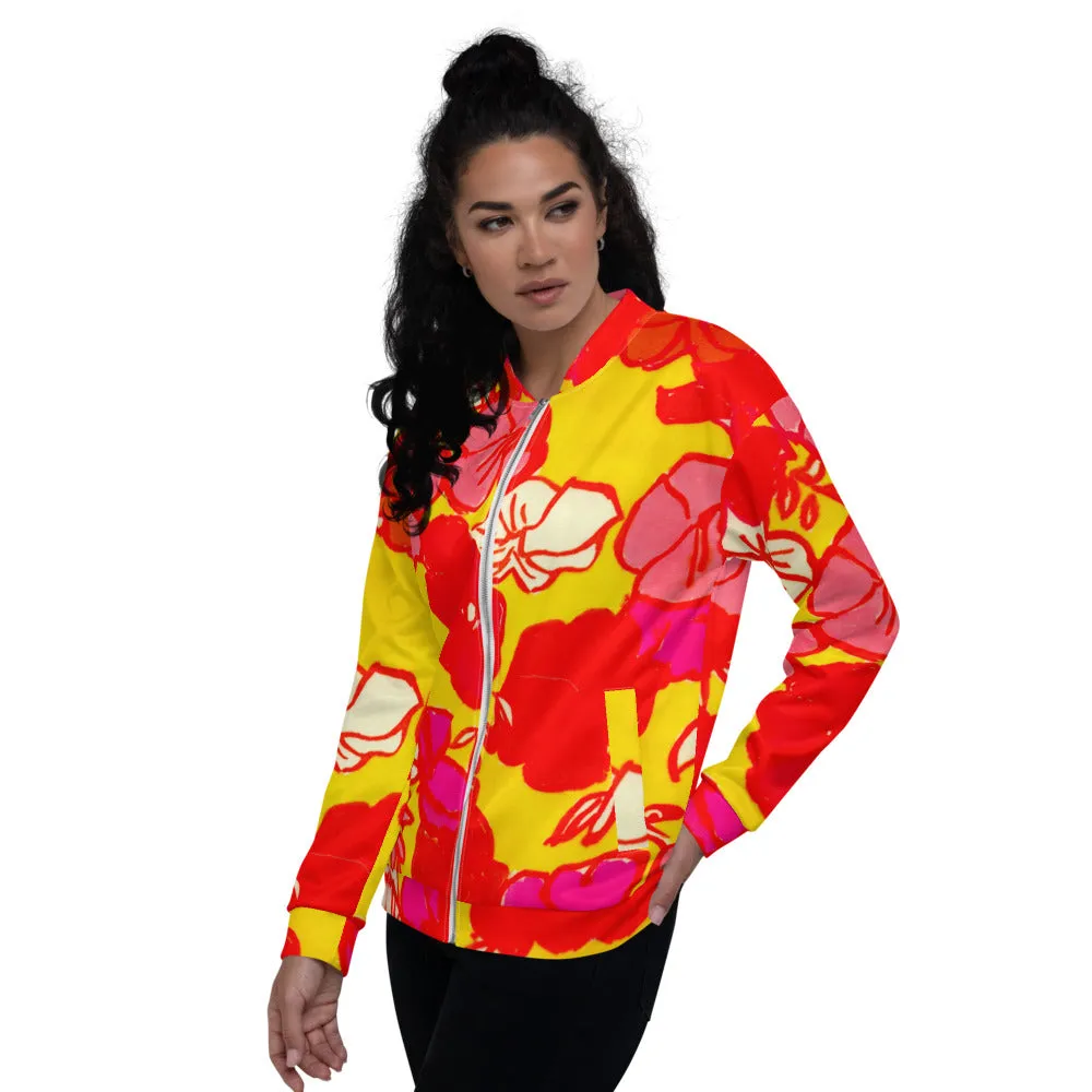 Unisex Bomber Jacket - Sixties Floral - Women