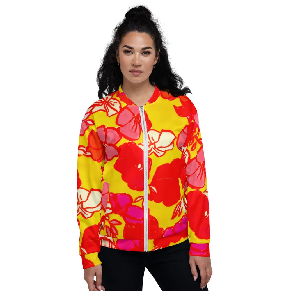 Unisex Bomber Jacket - Sixties Floral - Women