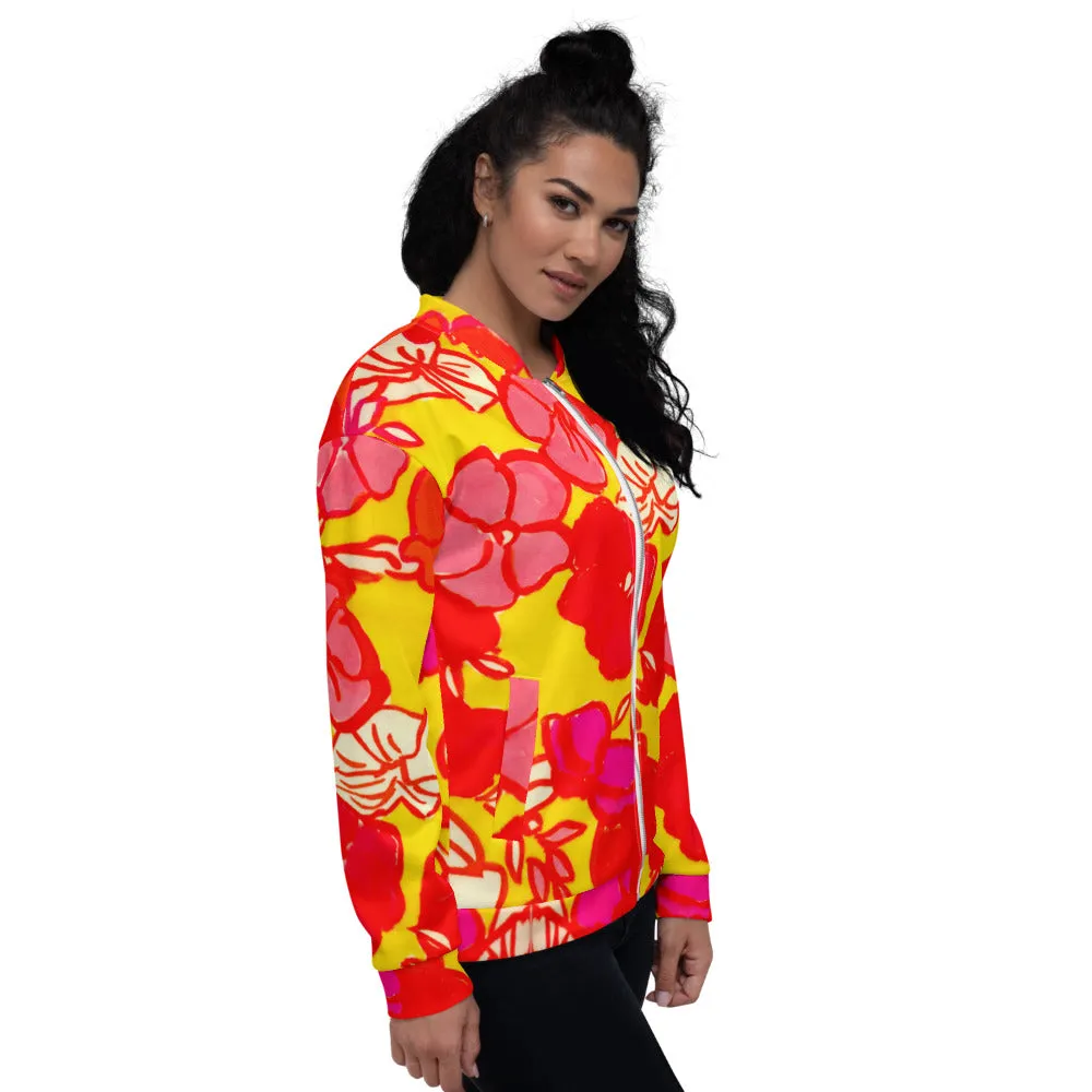 Unisex Bomber Jacket - Sixties Floral - Women