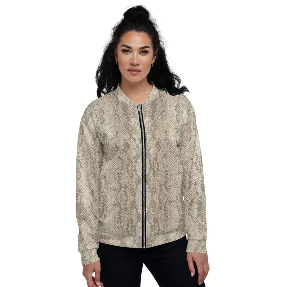 Unisex Bomber Jacket - Snake Print - Women