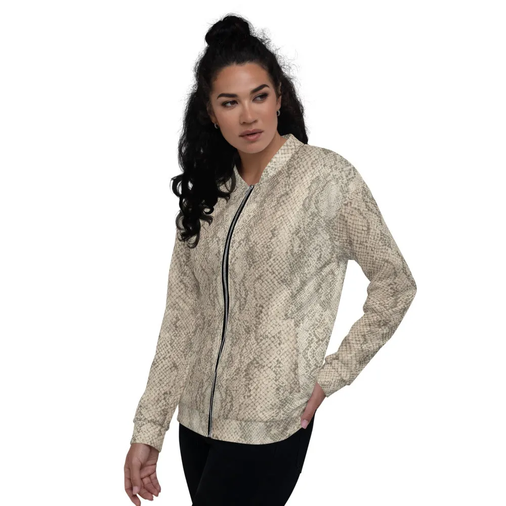 Unisex Bomber Jacket - Snake Print - Women