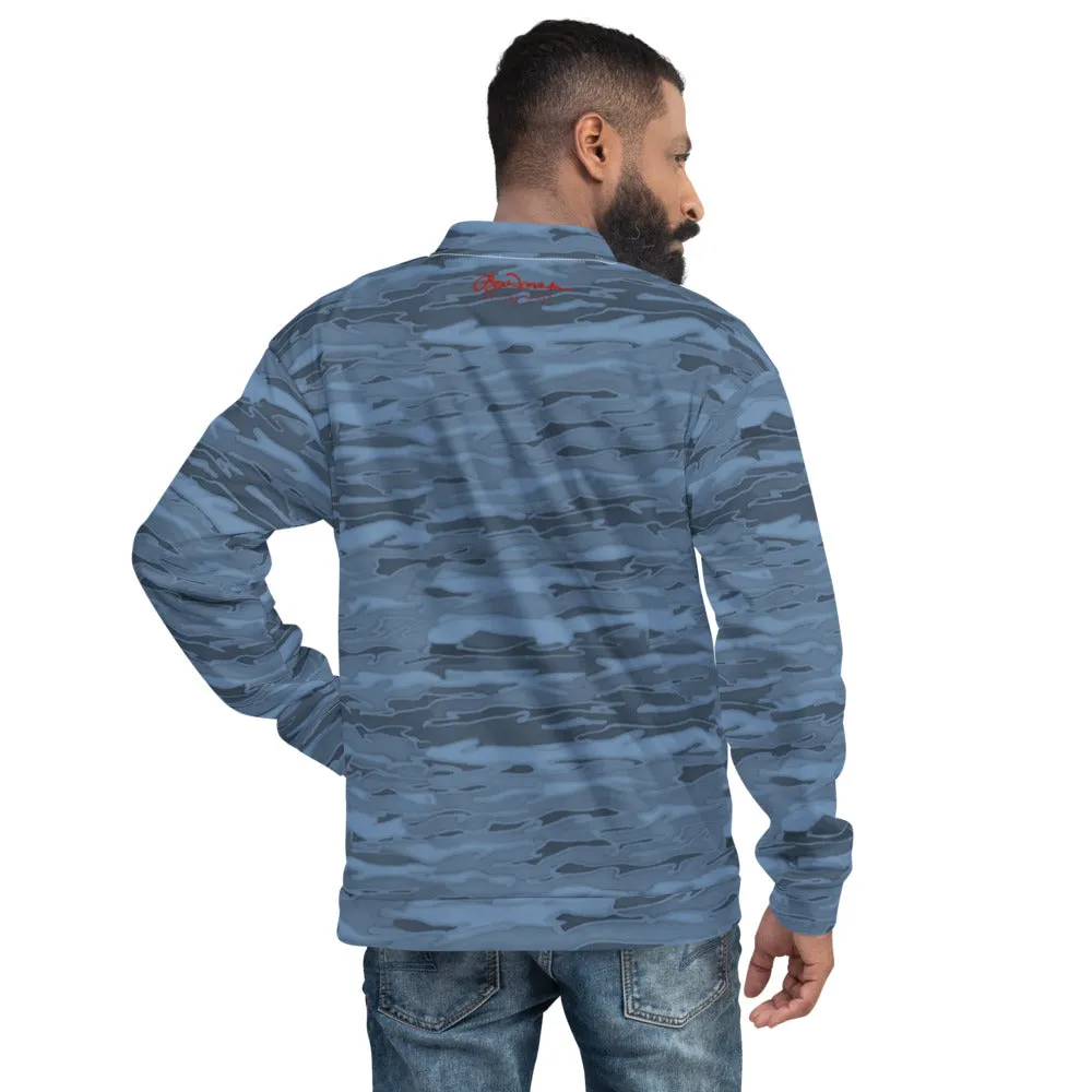 Unisex Bomber Jacket - Steel Blue Camouflage Lava - Men