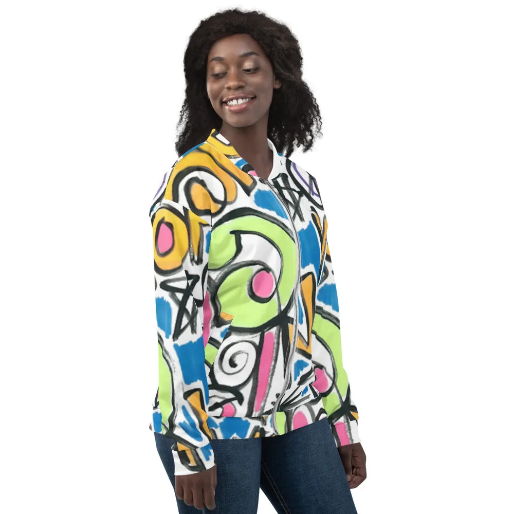 Unisex Bomber Jacket - Stop War Now Graffiti - Women