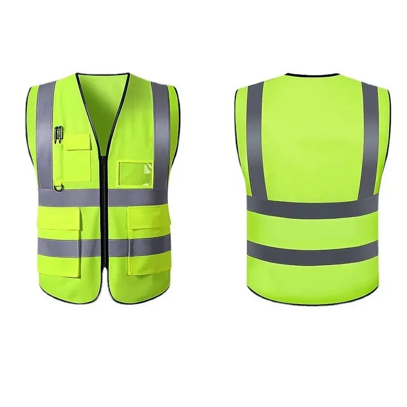 Unisex High Visibility Sleeveless Waistcoat with reflective stripes. Ideal for Security, Warehouse Workers, Cycling