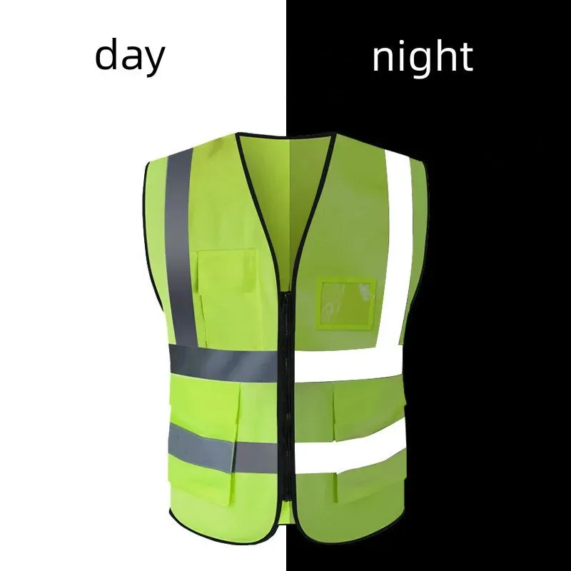 Unisex High Visibility Sleeveless Waistcoat with reflective stripes. Ideal for Security, Warehouse Workers, Cycling