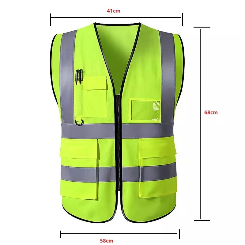 Unisex High Visibility Sleeveless Waistcoat with reflective stripes. Ideal for Security, Warehouse Workers, Cycling