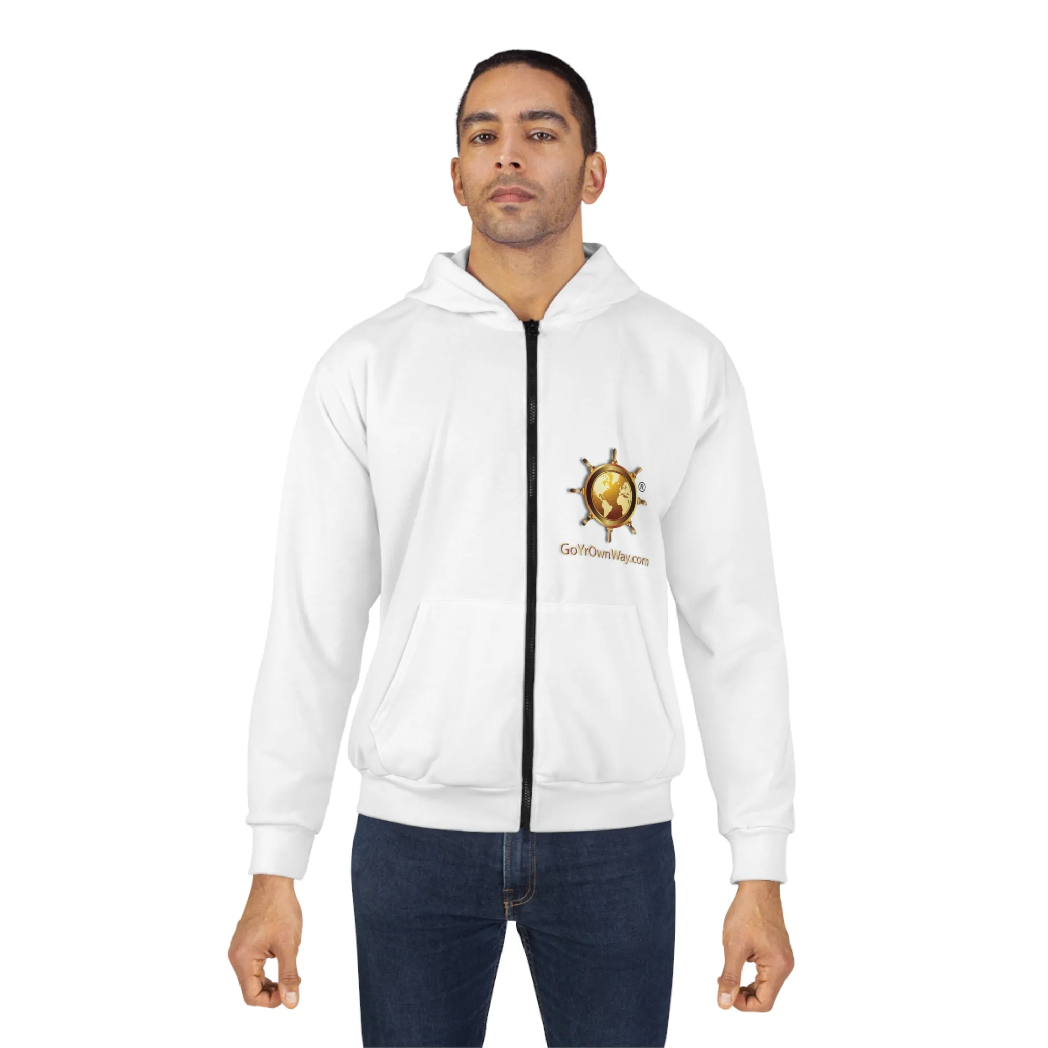 Unisex Zip Fleece Jacket Hoodie (White)