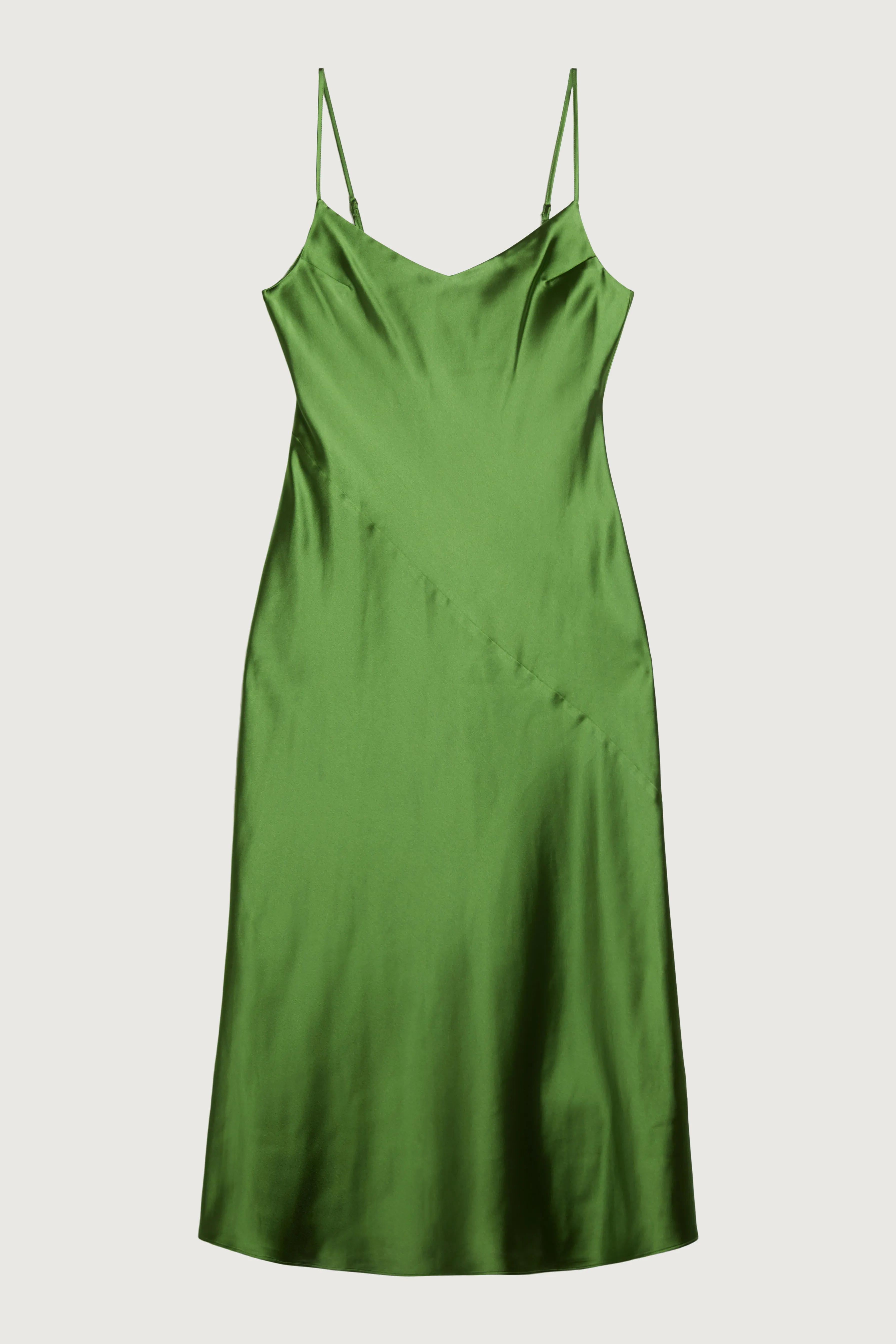 V-NECK SATIN SLIP MIDI DRESS