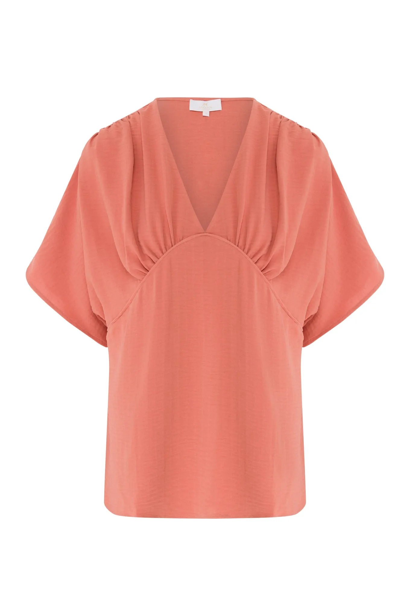 V-neck tunic blouse with kimono sleeves