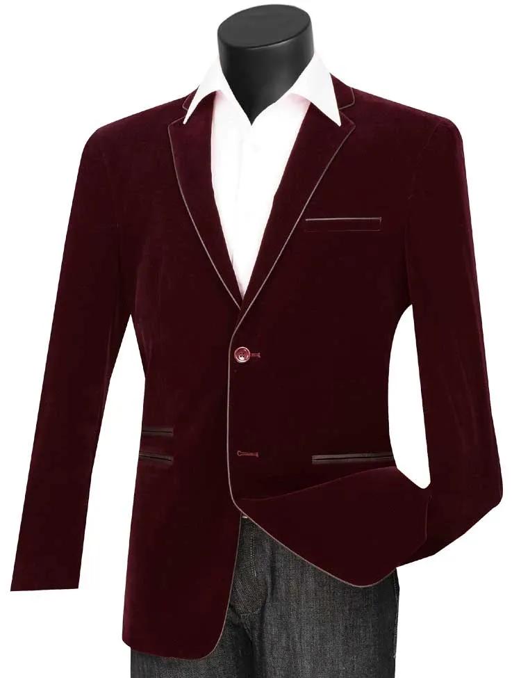 Vinci Slim Fit Velvet Sport Coat (Wine) BS-02