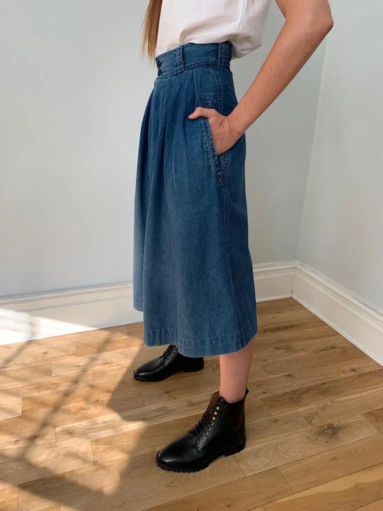 Vintage 1970's high waisted denim culottes