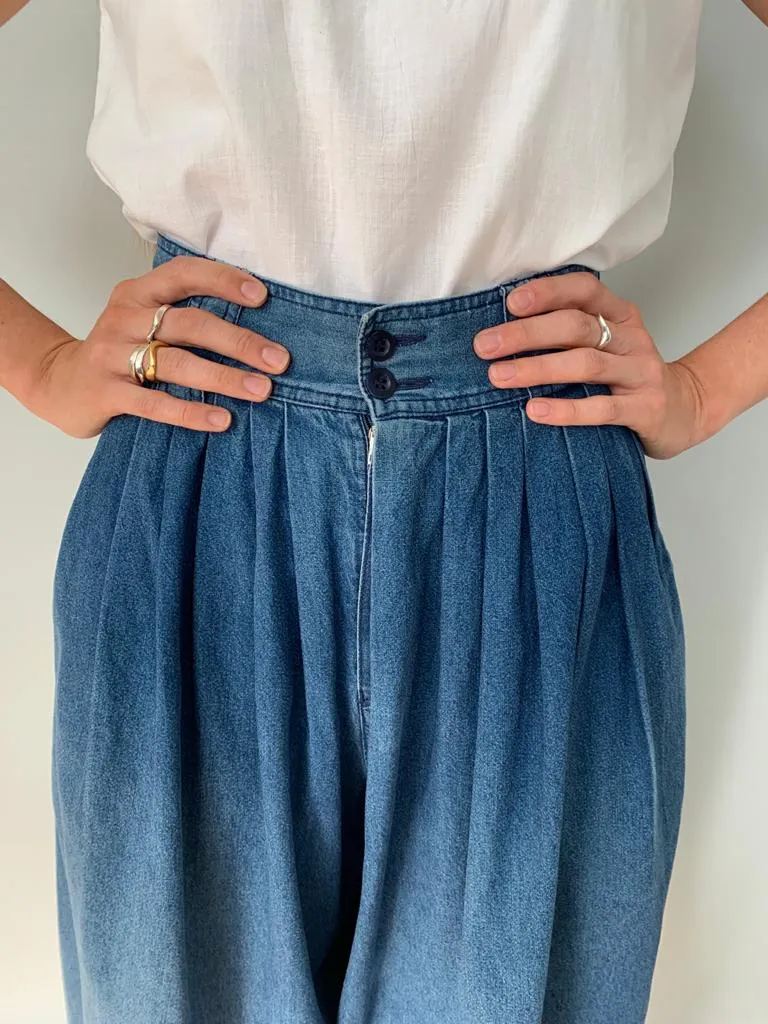 Vintage 1970's high waisted denim culottes