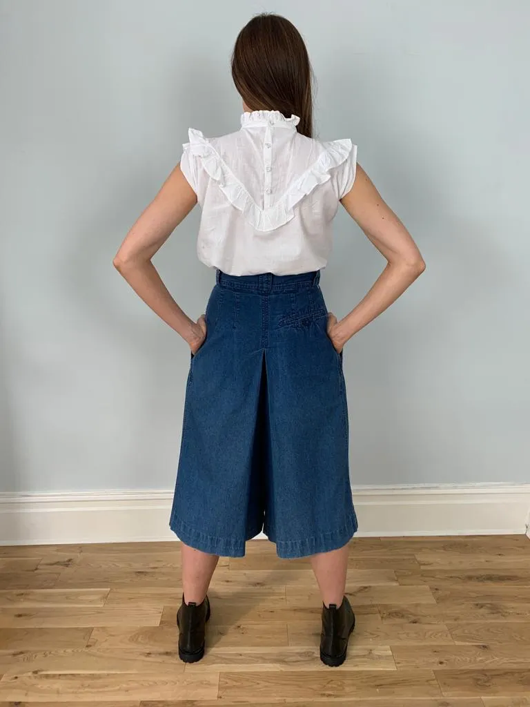 Vintage 1970's high waisted denim culottes