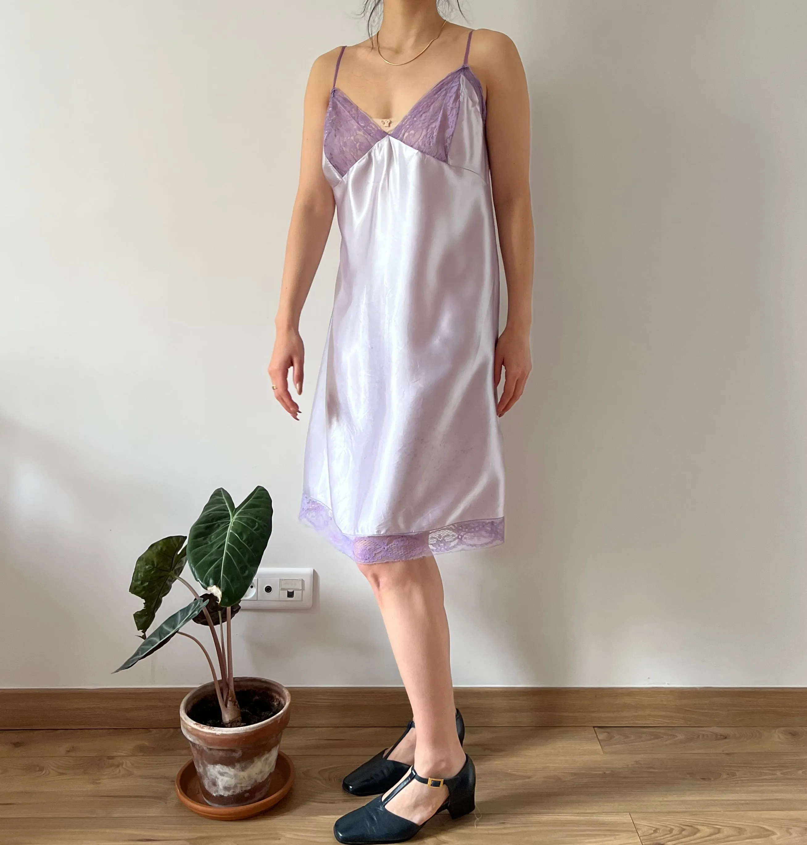 Vintage 40s lilac dyed slip dress