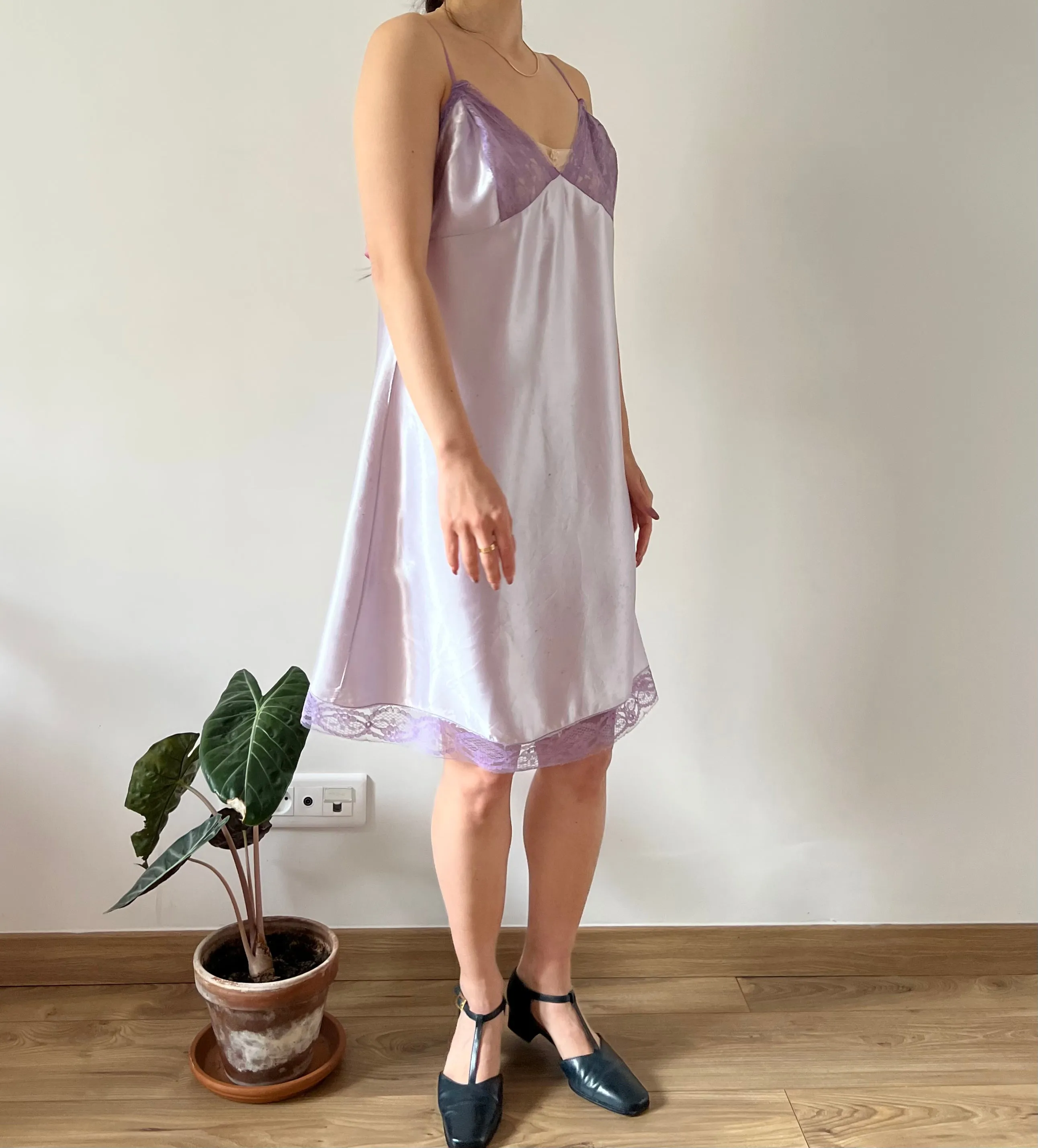 Vintage 40s lilac dyed slip dress