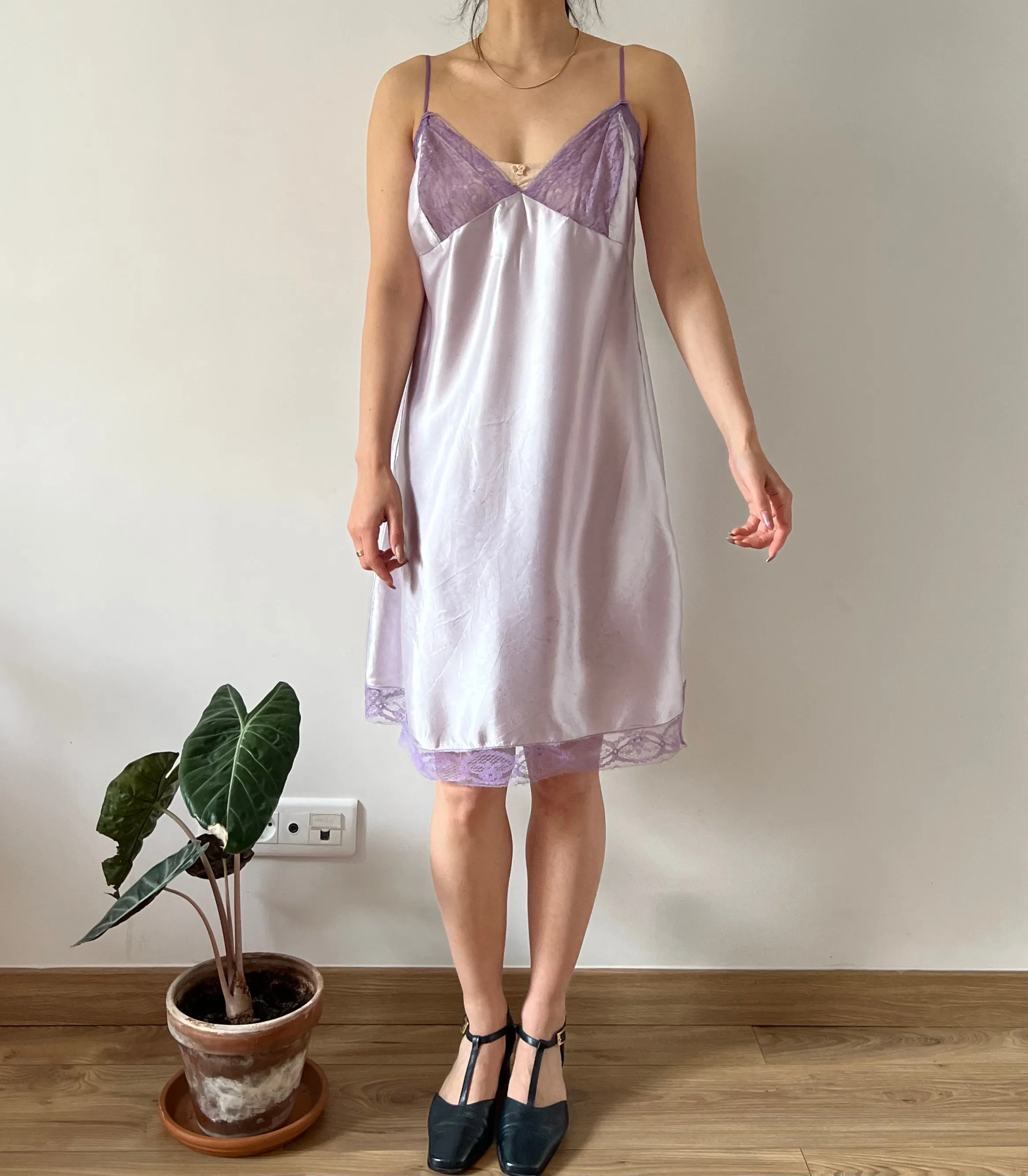 Vintage 40s lilac dyed slip dress