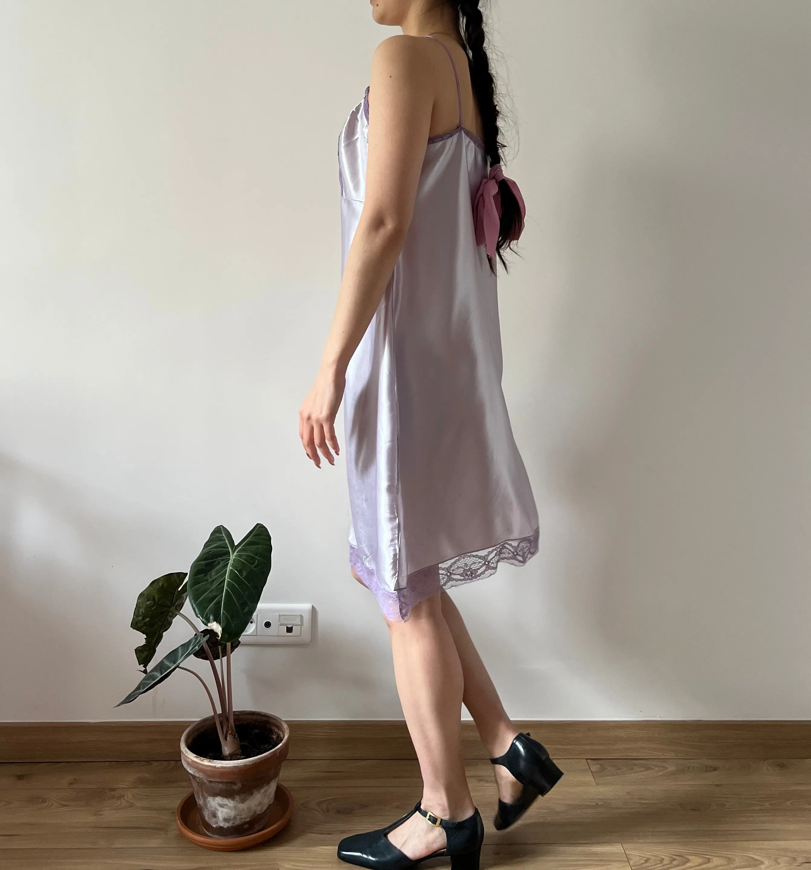 Vintage 40s lilac dyed slip dress