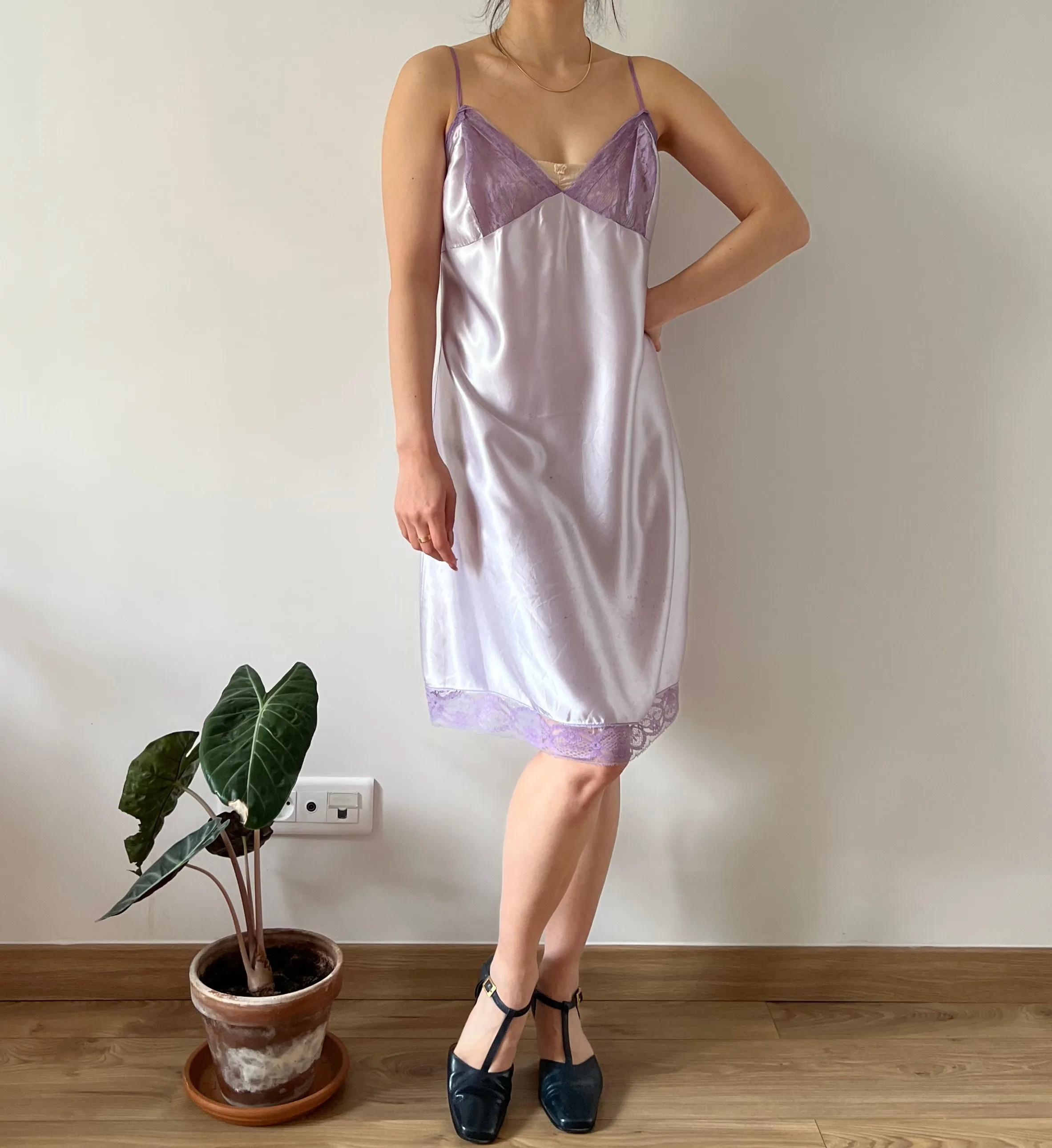 Vintage 40s lilac dyed slip dress