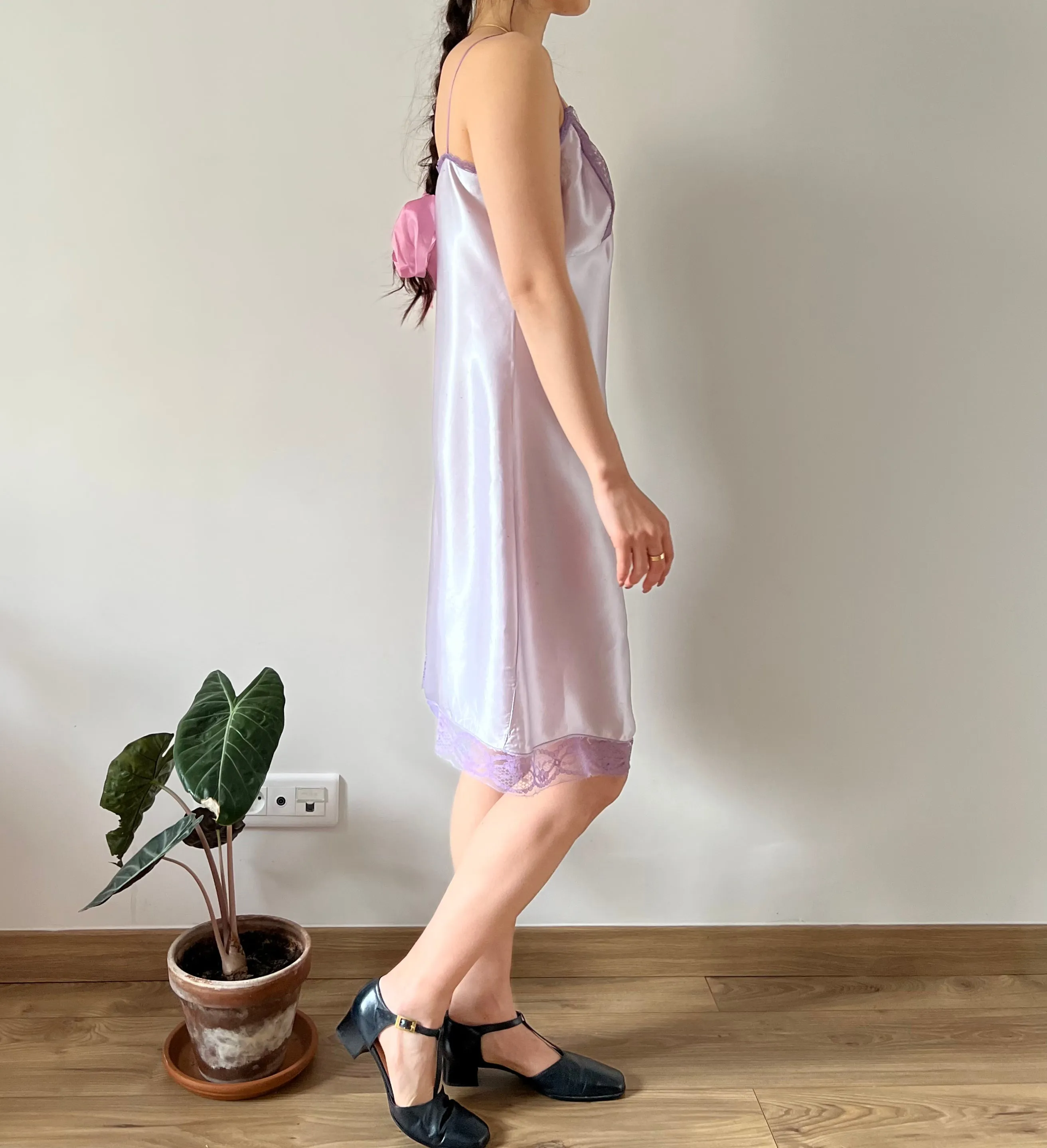 Vintage 40s lilac dyed slip dress