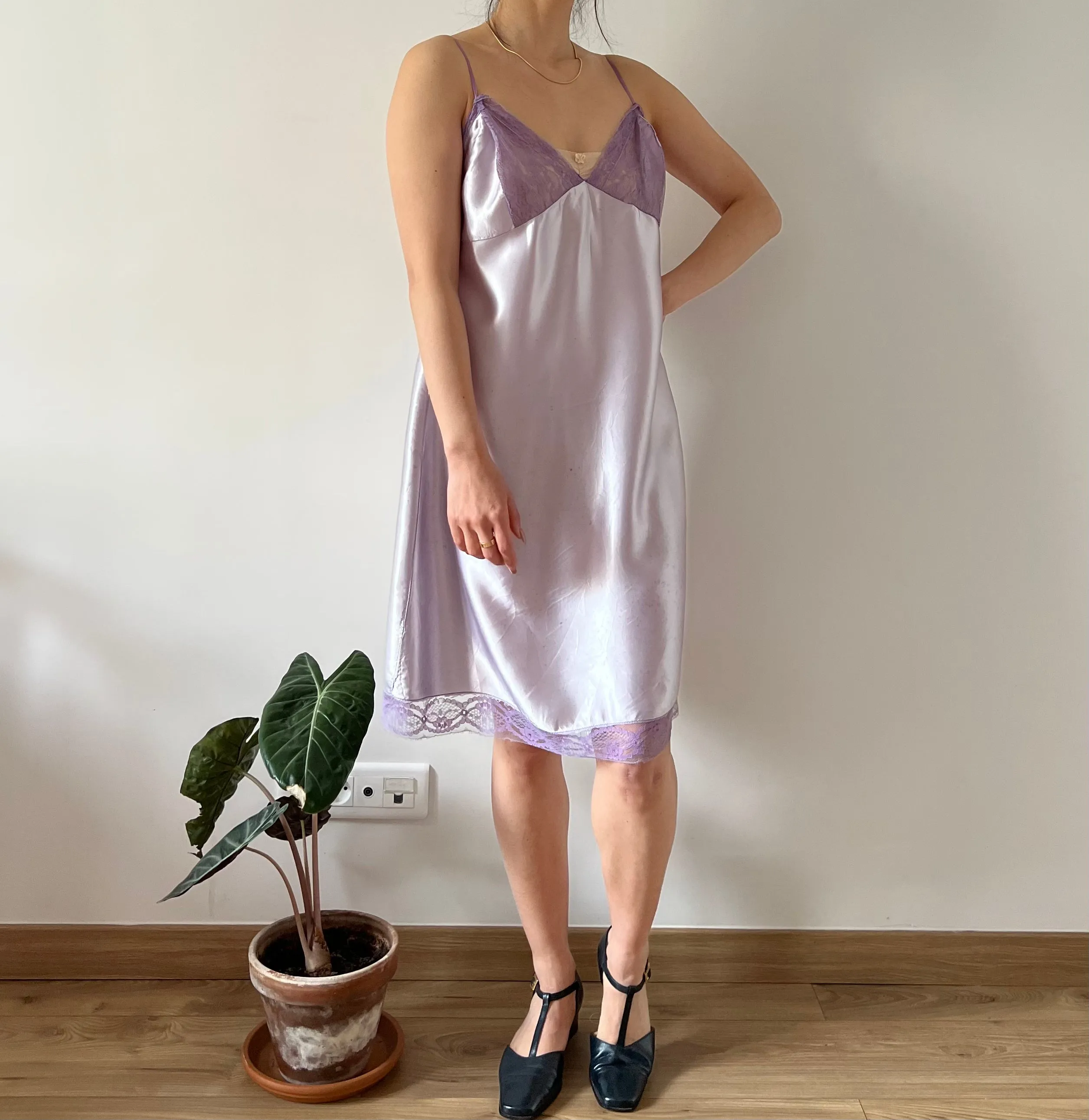 Vintage 40s lilac dyed slip dress