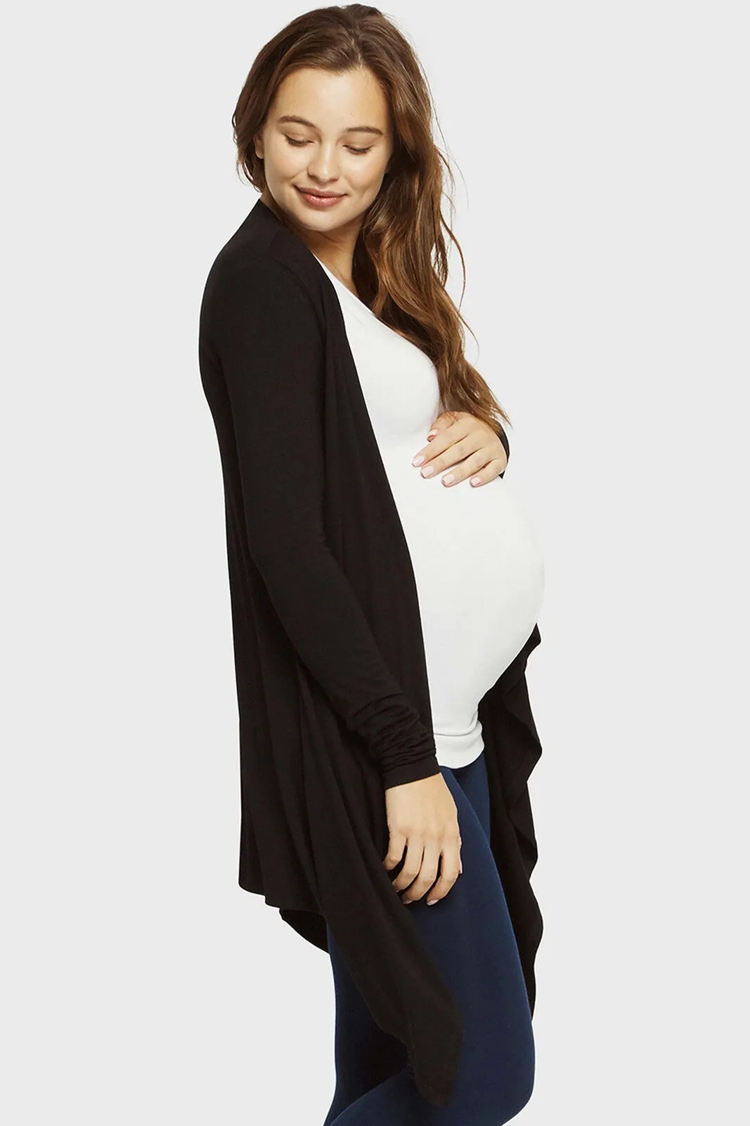 Waterfall Maternity Cardigan - Black