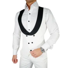 White & Black Double Breasted Waistcoat