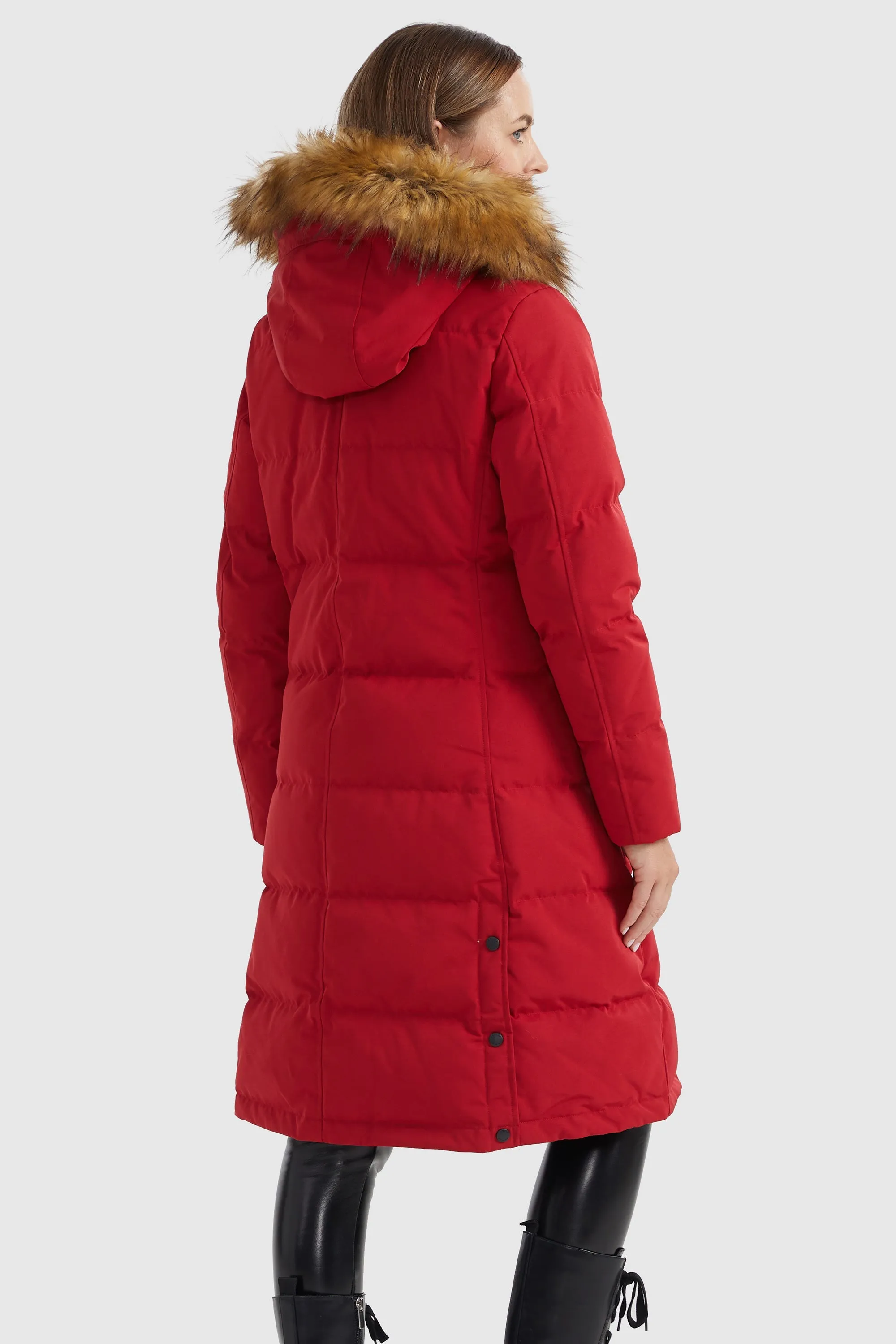 Windproof Puffer Fur Hooded Down Coat