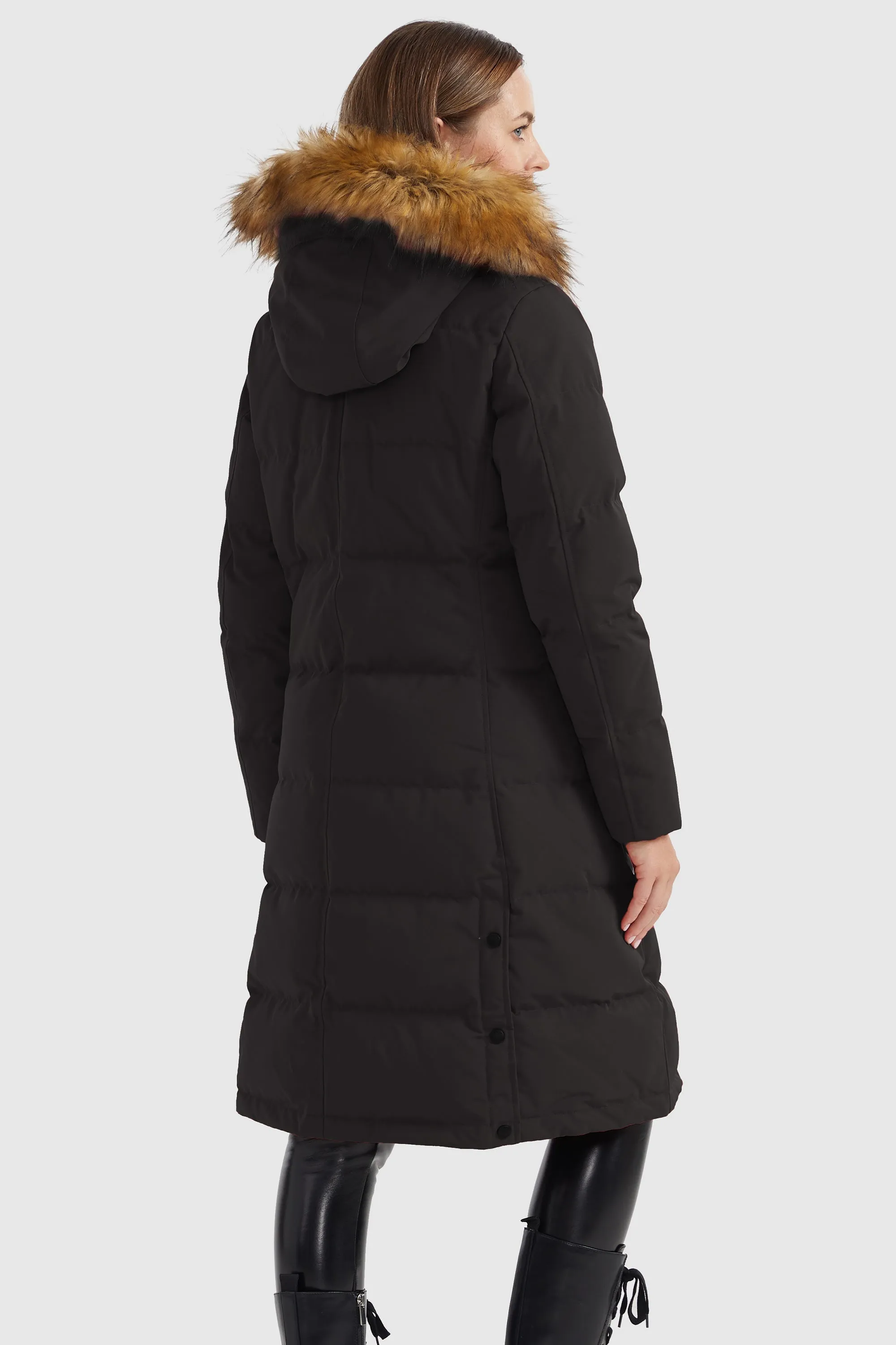 Windproof Puffer Fur Hooded Down Coat