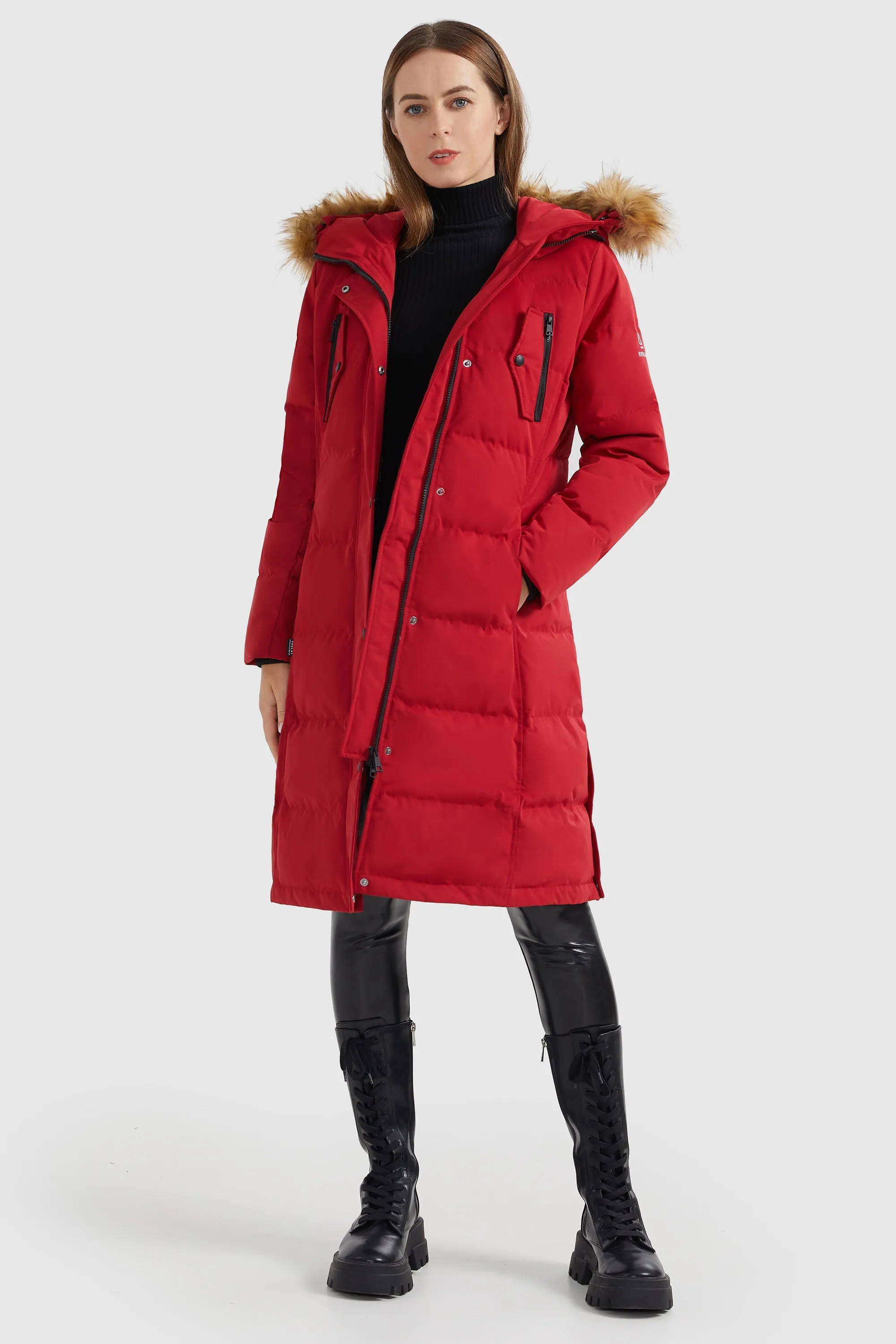 Windproof Puffer Fur Hooded Down Coat