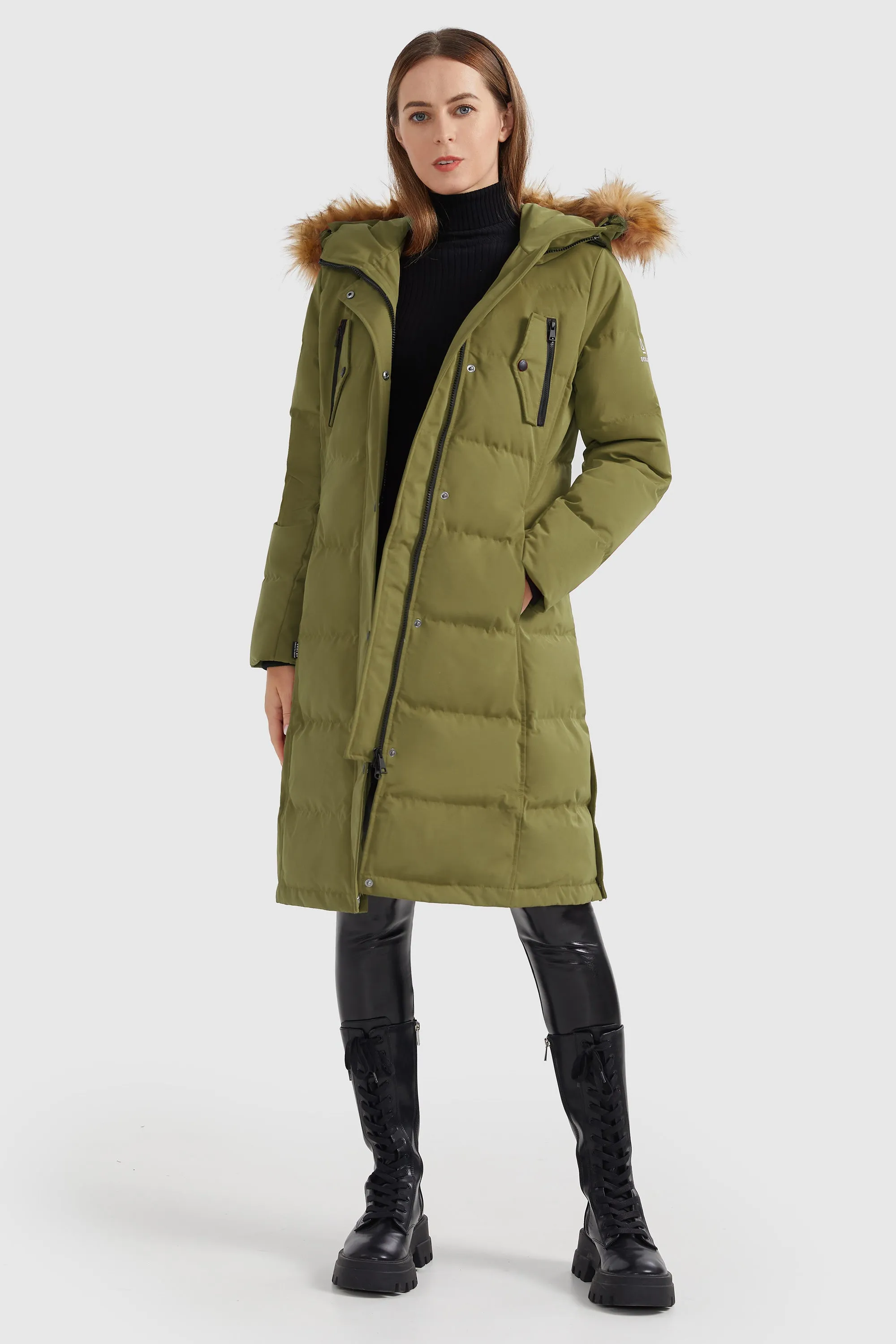 Windproof Puffer Fur Hooded Down Coat