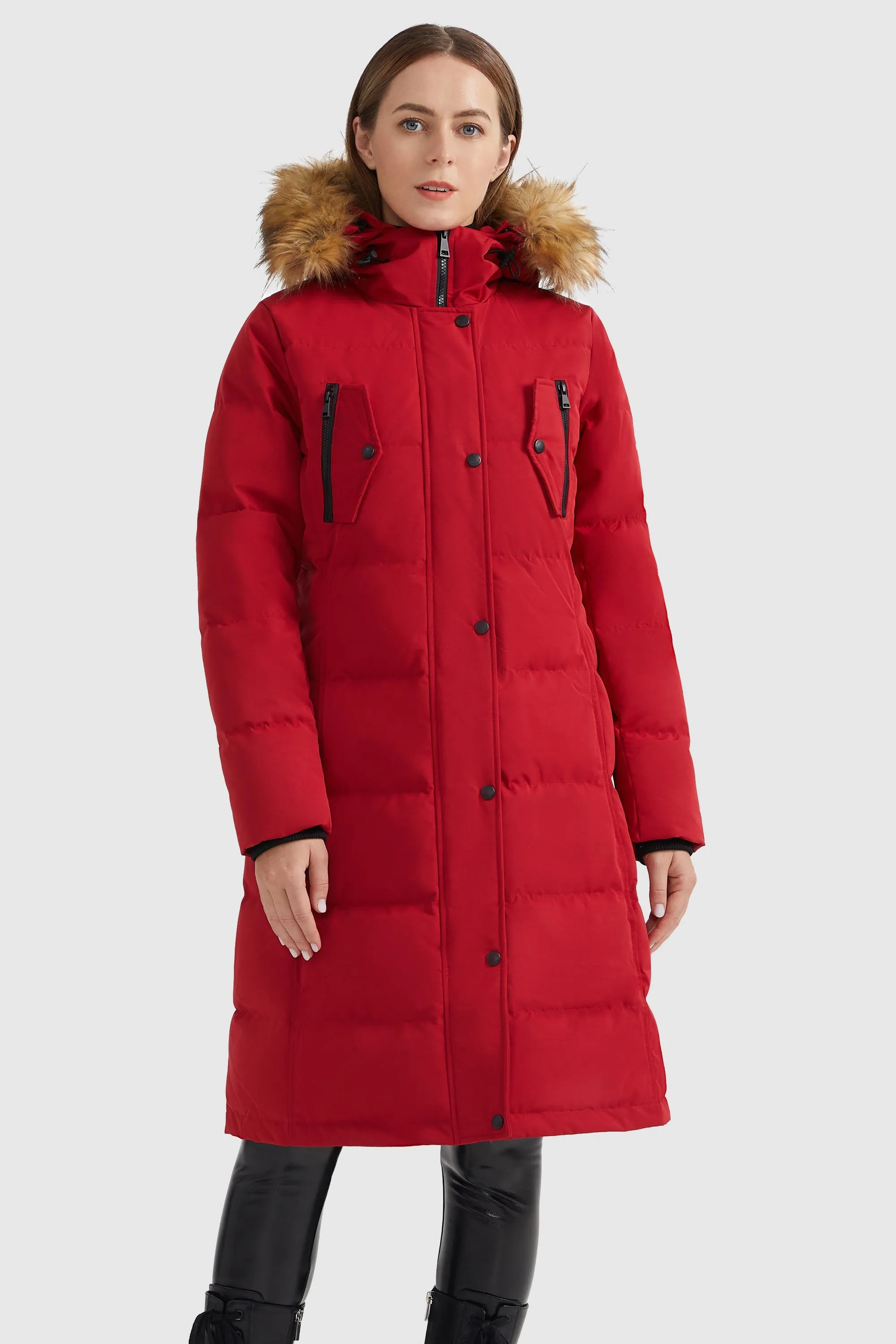 Windproof Puffer Fur Hooded Down Coat