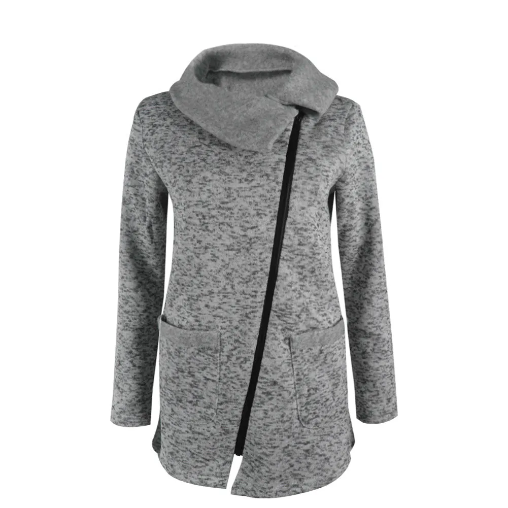 Winter Warm Fleece Slant Zippered Jacket