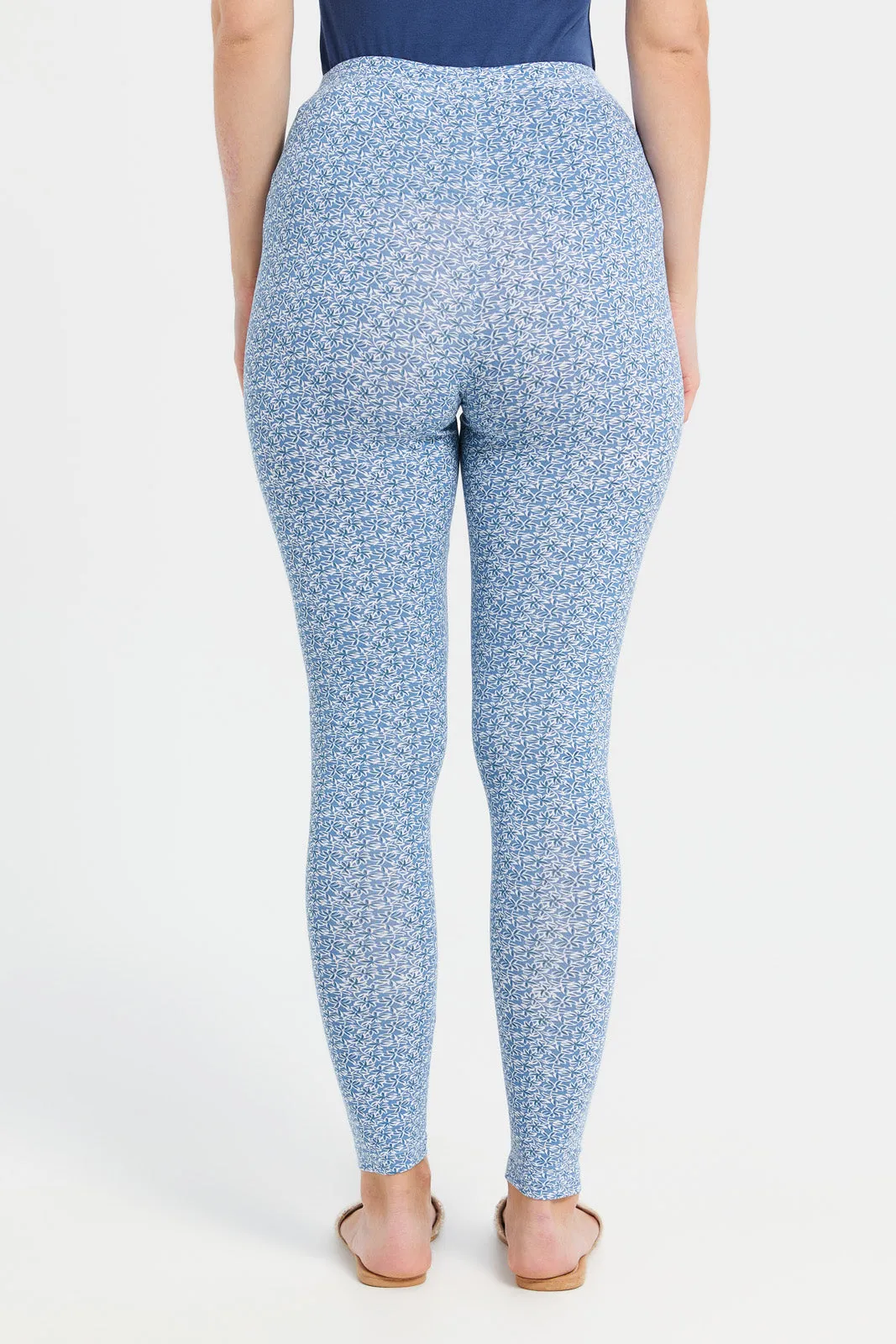 Women Blue Printed Leggings