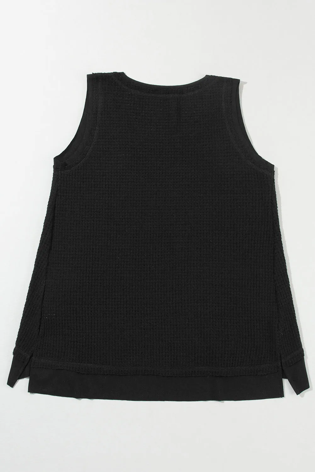 Women Waffle Knit Tank Top Oversized Scoop Neck Sleeveless Tops