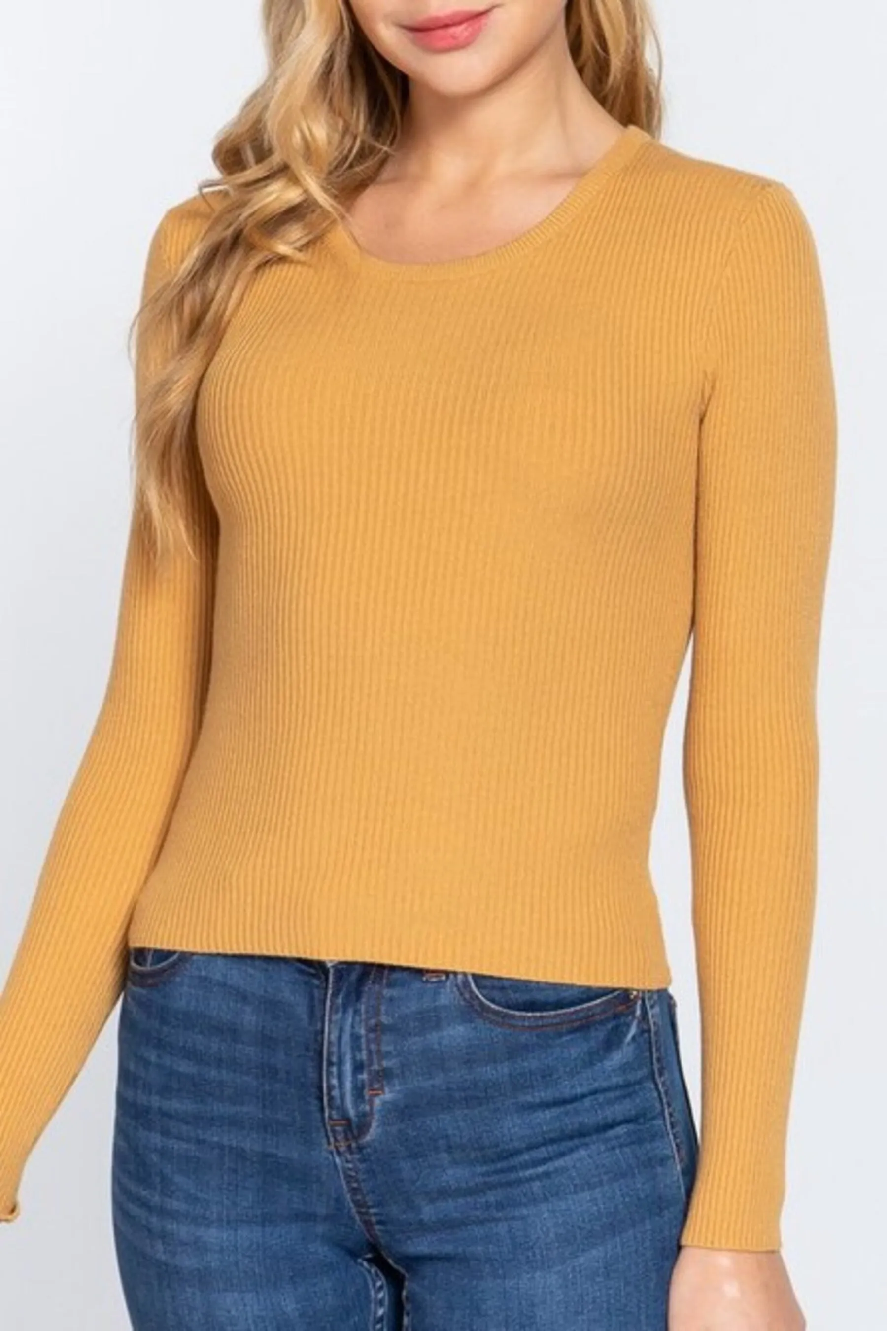 Women's Casual Crewneck T Shirts Ribbed Knit Sweater