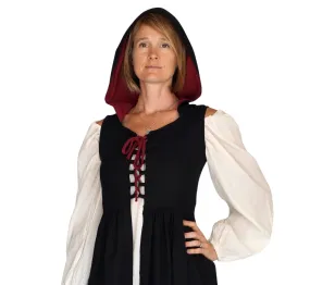 'Womens Duster' Medieval, Viking, Renaissance Bodice - Black/Red