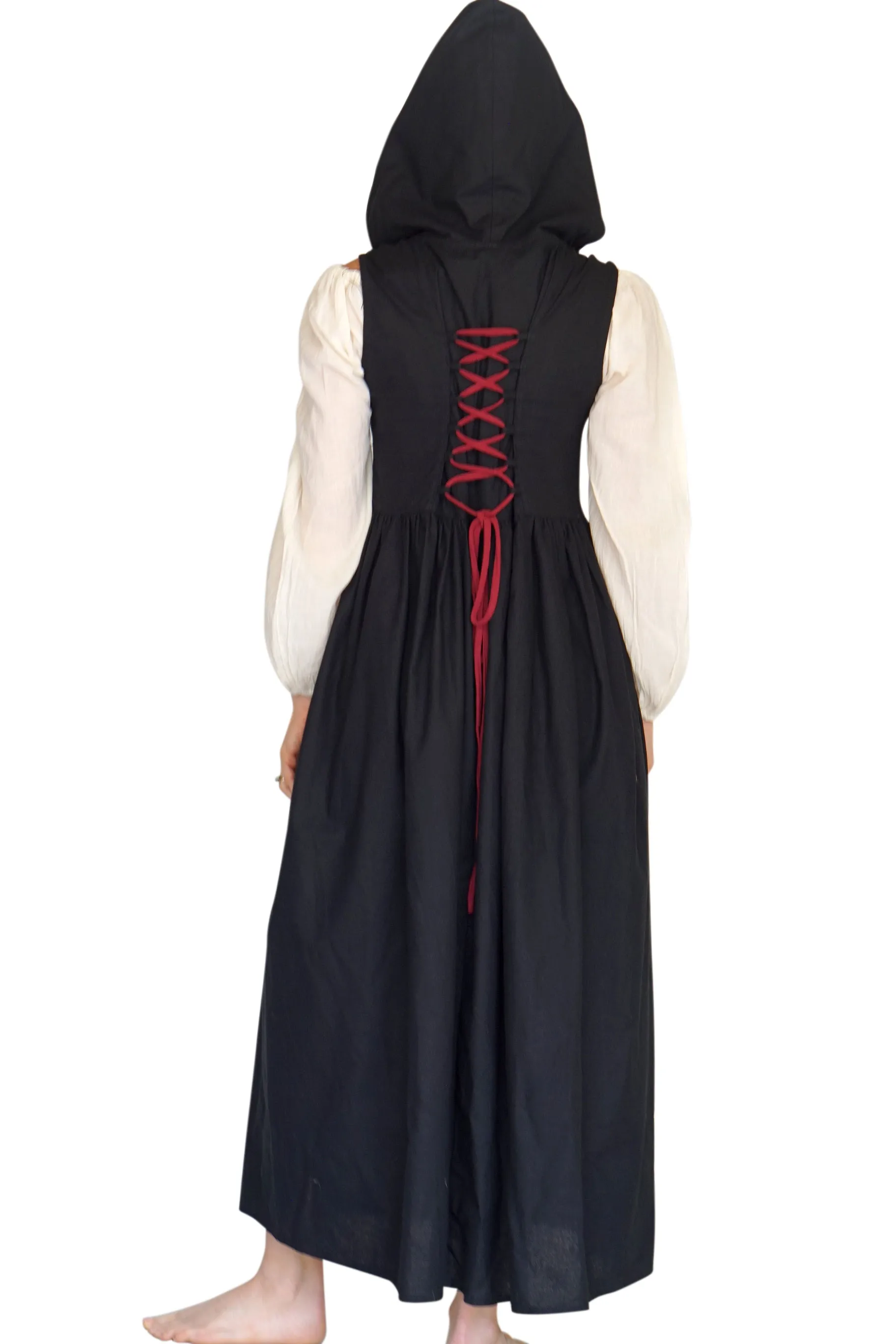 'Womens Duster' Medieval, Viking, Renaissance Bodice - Black/Red