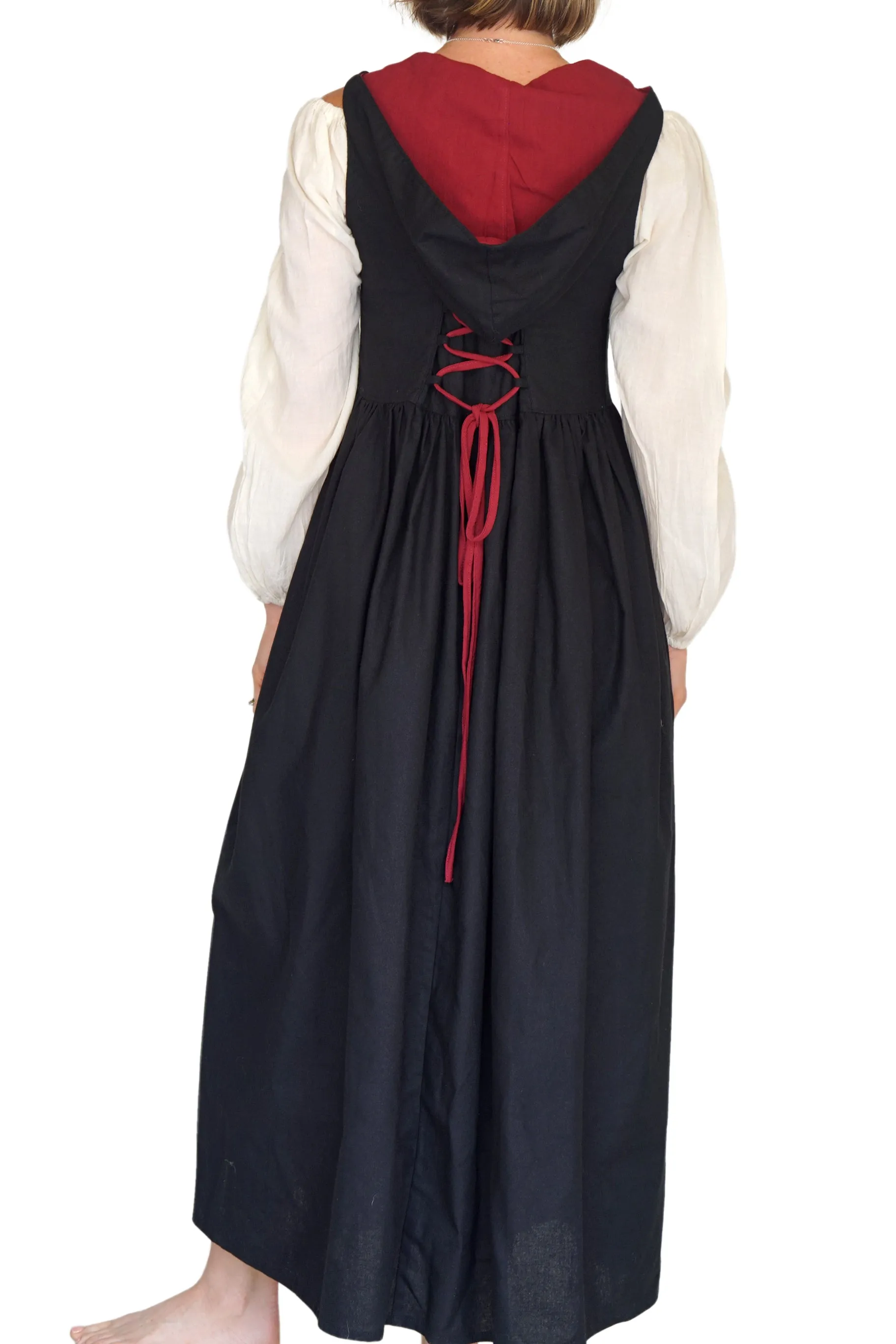 'Womens Duster' Medieval, Viking, Renaissance Bodice - Black/Red