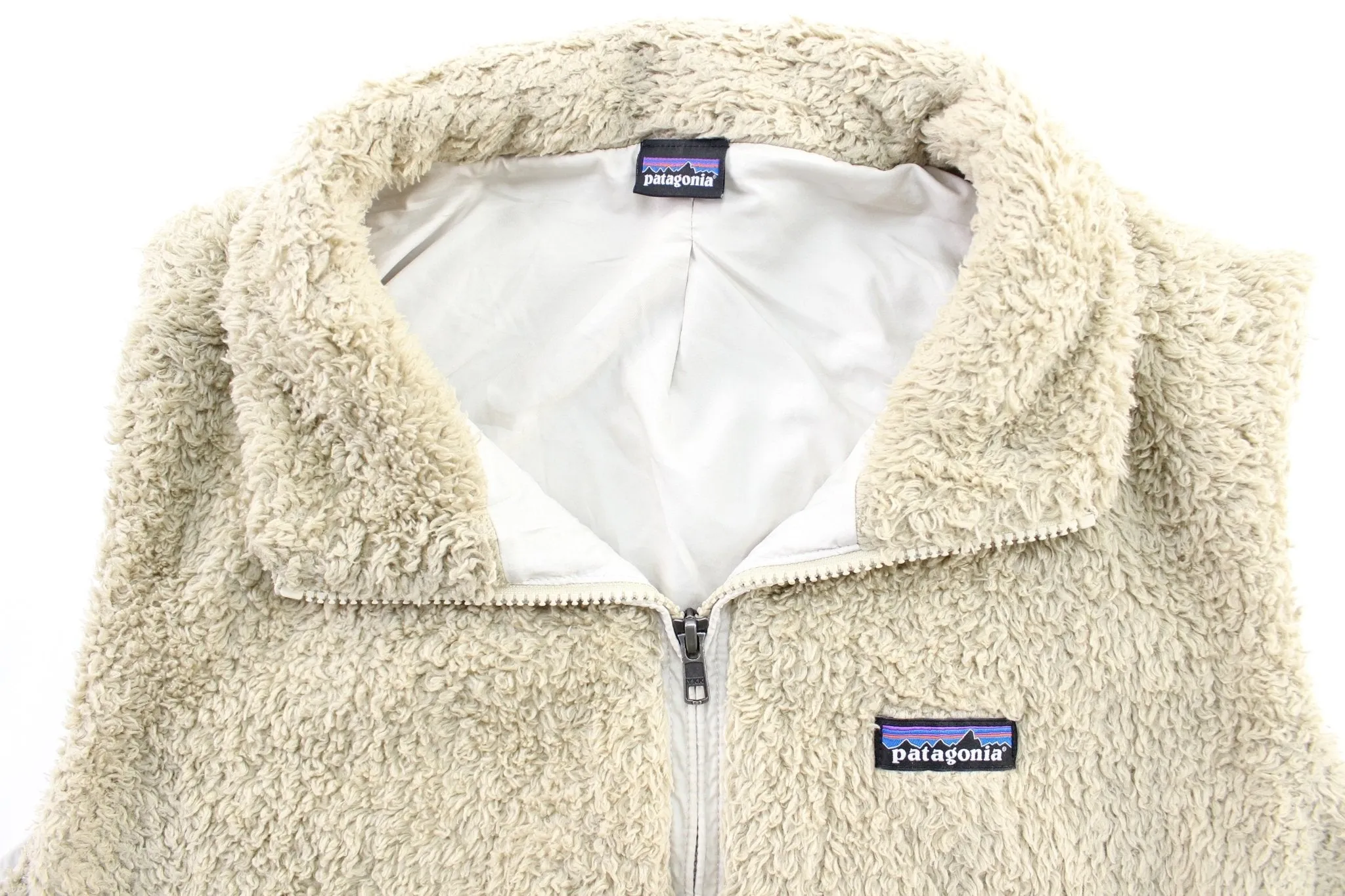 Women's Patagonia Logo Patch Los Gatos Beige Zip Up Vest