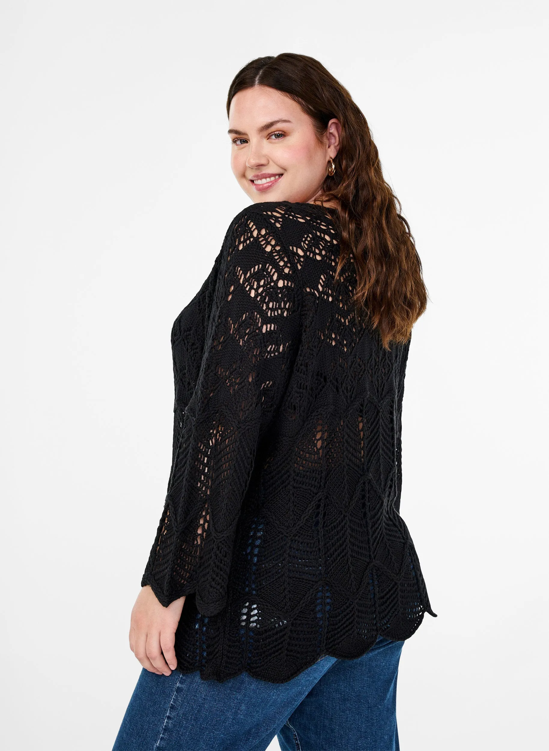 Zizzi Darline Knit Blouse in Black