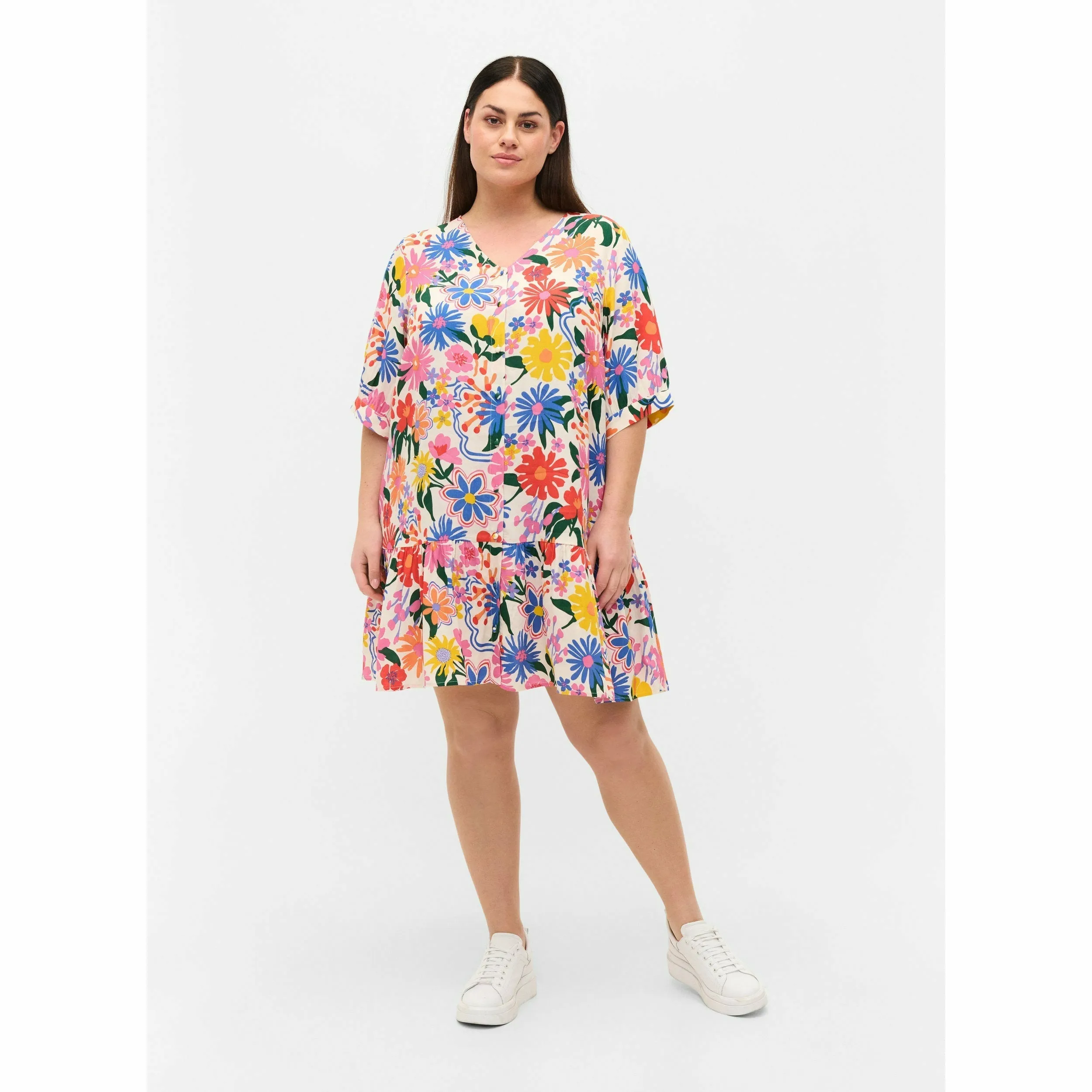 Zizzi Gini Floral Print Short Sleeve Tunic